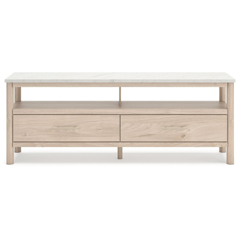 Ashley Mooran Large TV Media Console | Shelf | 2 Drawers | Brown Beige | 71’’ BM327408