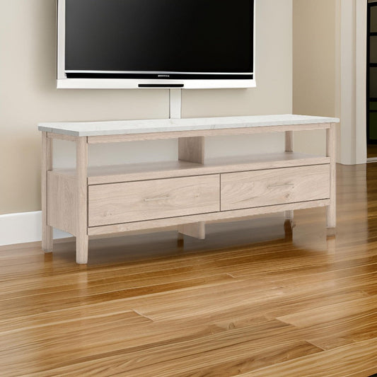 Ashley Mooran Large TV Media Console | Shelf | 2 Drawers | Brown Beige | 71"