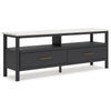 Ashley Mooran Large TV Media Console | Shelf | 2 Drawers | Black | White 71’’ BM327409