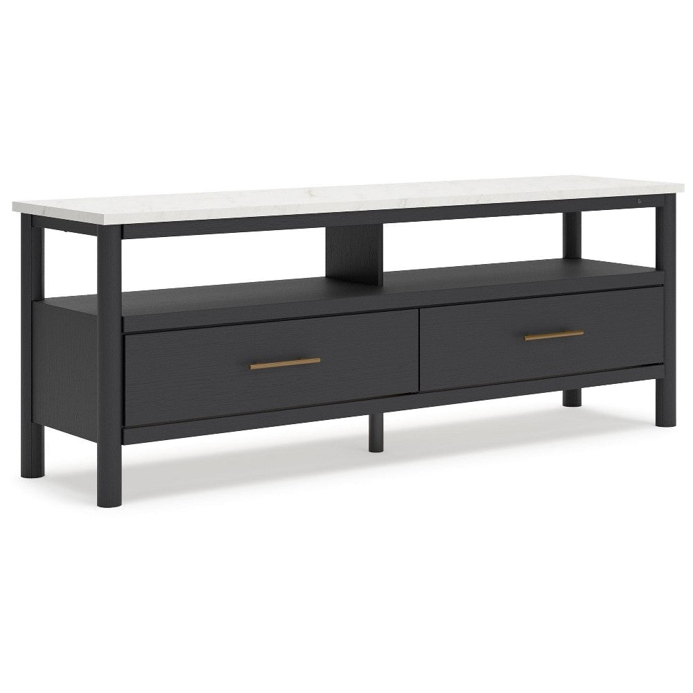 Ashley Mooran Large TV Media Console | Shelf | 2 Drawers | Black | White 71’’ BM327409