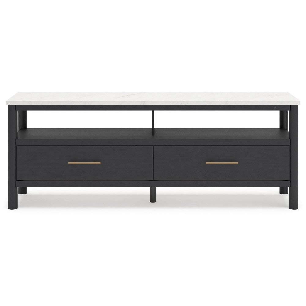 Ashley Mooran Large TV Media Console | Shelf | 2 Drawers | Black | White 71’’ BM327409