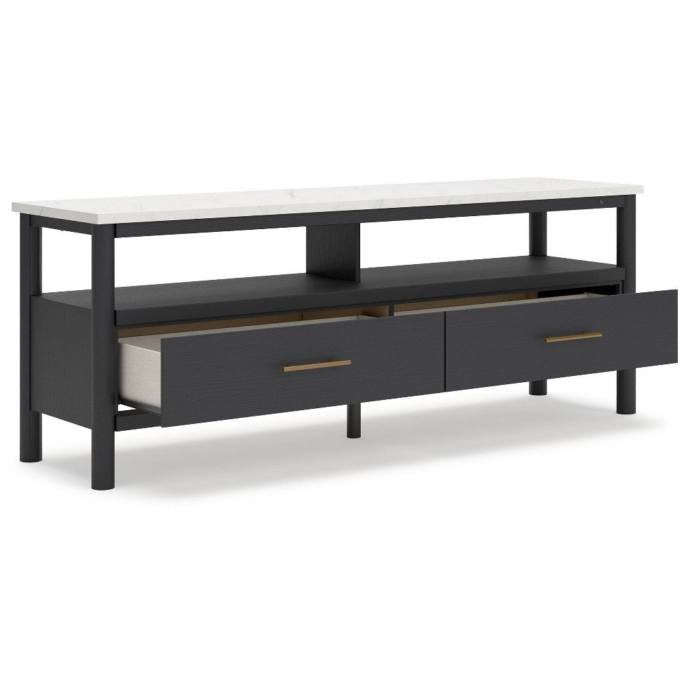 Ashley Mooran Large TV Media Console | Shelf | 2 Drawers | Black | White 71’’ BM327409
