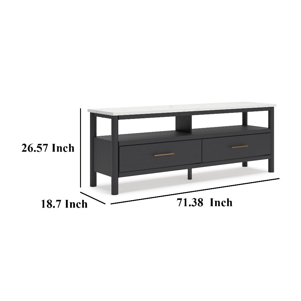 Ashley Mooran Large TV Media Console | Shelf | 2 Drawers | Black | White 71’’ BM327409