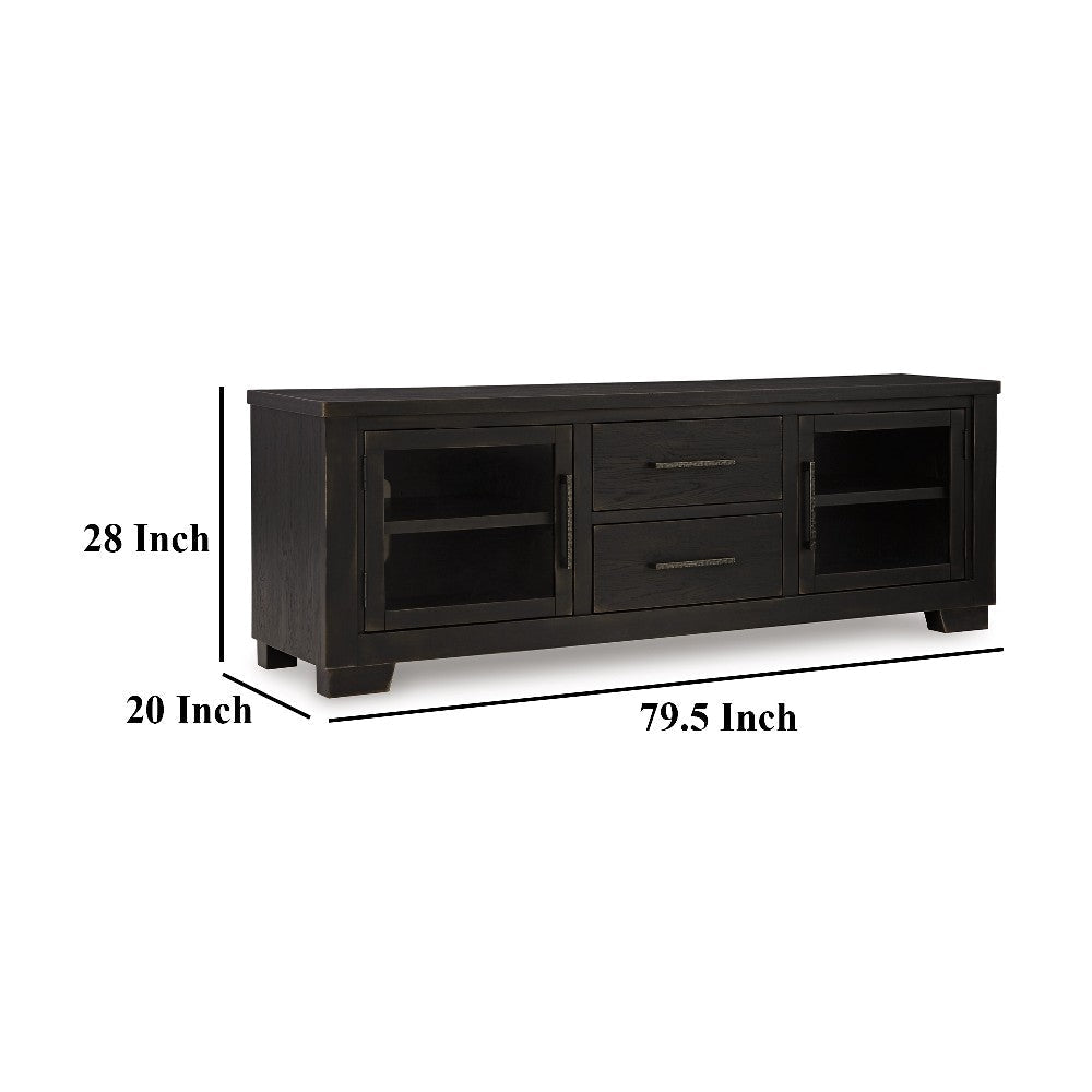 Ashley Galli Large TV Media Console | 2 Drawers | 4 Shelf | Black Wood | 80’’ BM327416