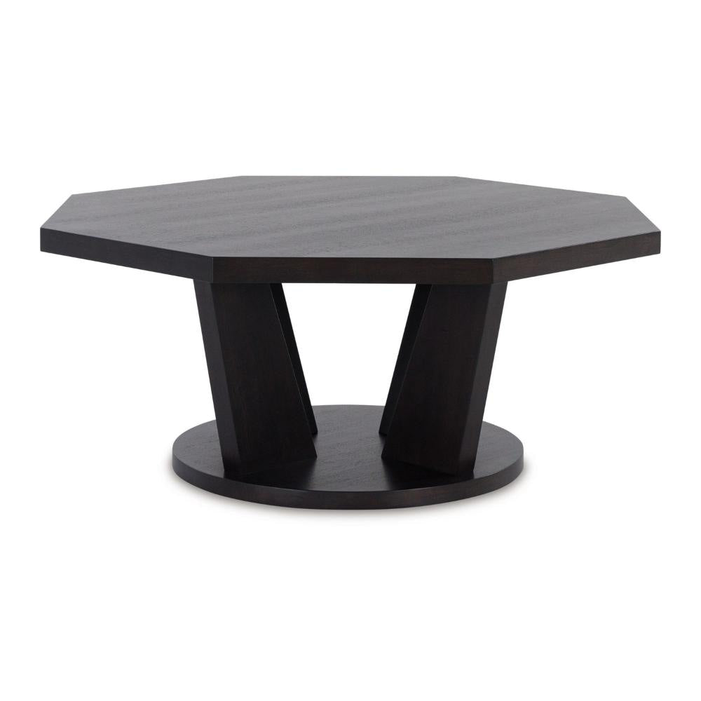 Ashley Chloe Cocktail Coffee Table | 40’’ Octagon Dark Espresso Brown Wood BM327420