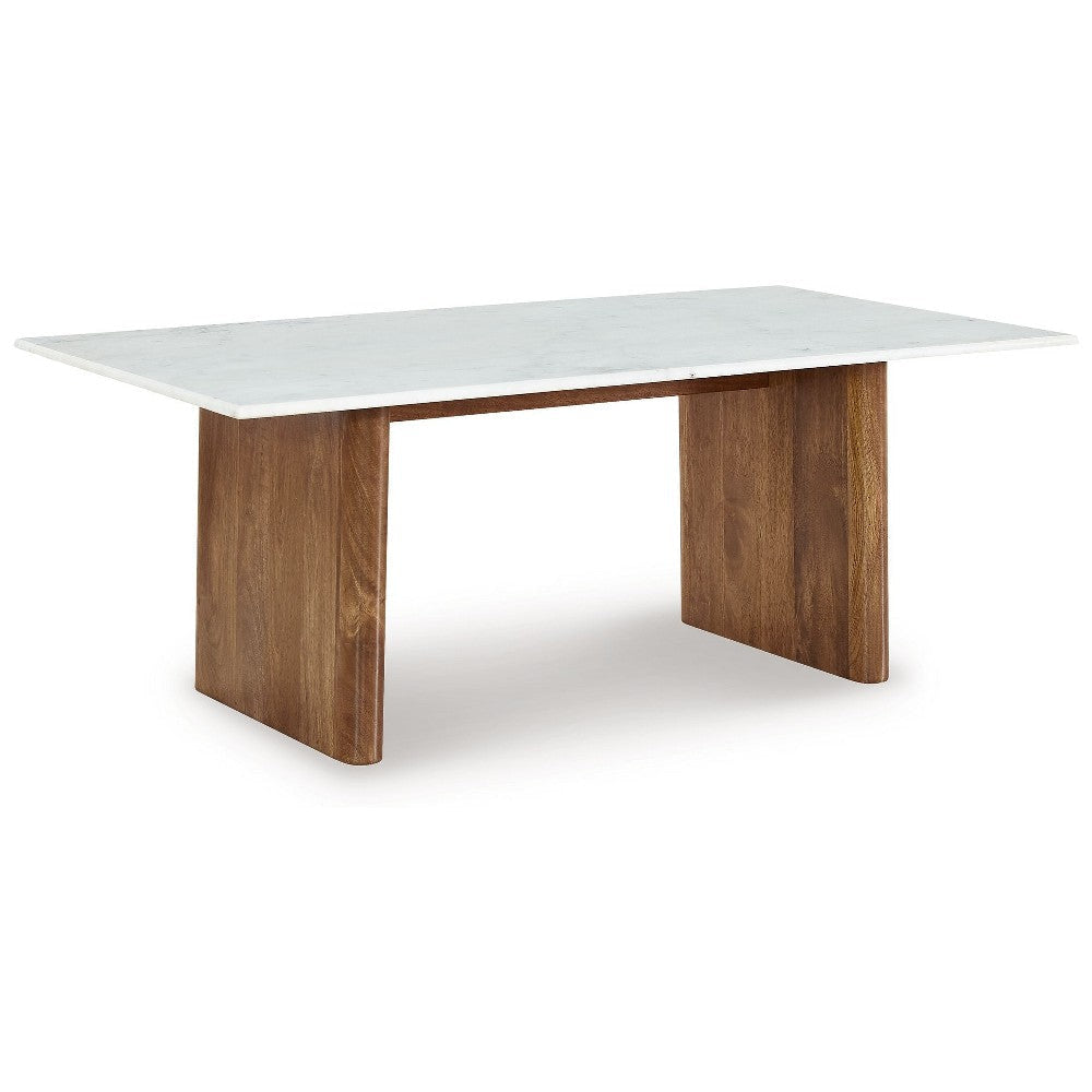 Ashley Wrenn Cocktail Coffee Table | Marble | Rectangular 48" Brown Wood
