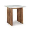 Ashley Wrenn Side End Table | Marble Top | 24" Rectangular Brown Mango Wood