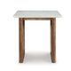 Ashley Wrenn Side End Table | Marble Top | 24’’ Rectangular Brown Mango Wood BM327428