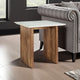 Ashley Wrenn Side End Table | Marble Top | 24" Rectangular Brown Mango Wood