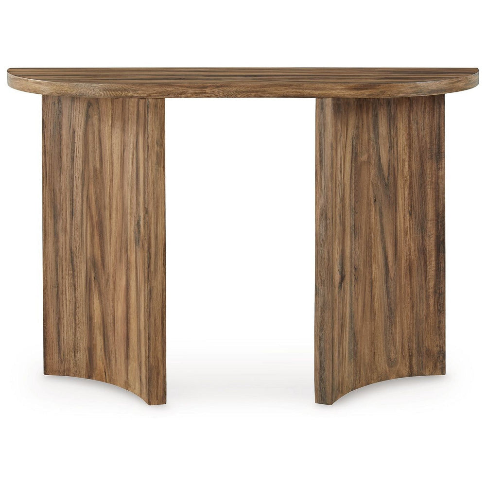 Ashley Anny Sofa Console Table | Curved Plinth Base | 52’’ Brown Oak Wood BM327430