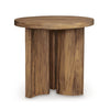 Ashley Anny Side End Table | Round Curved Plinth 24’’ Warm Brown Oak Veneer BM327431
