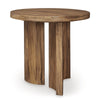 Ashley Anny Side End Table | Round Curved Plinth 24’’ Warm Brown Oak Veneer BM327431