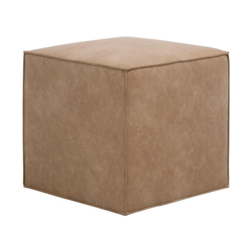 Accent Ottoman, 20 Inch, Square Cube Design, Plywood, Brown Finish