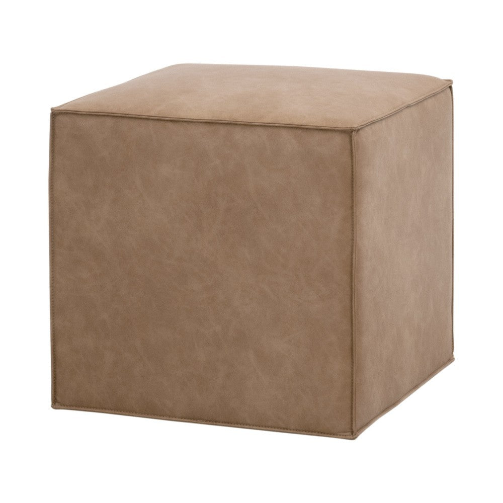 Accent Ottoman 20 Inch Square Cube Design Plywood Brown Finish BM327436
