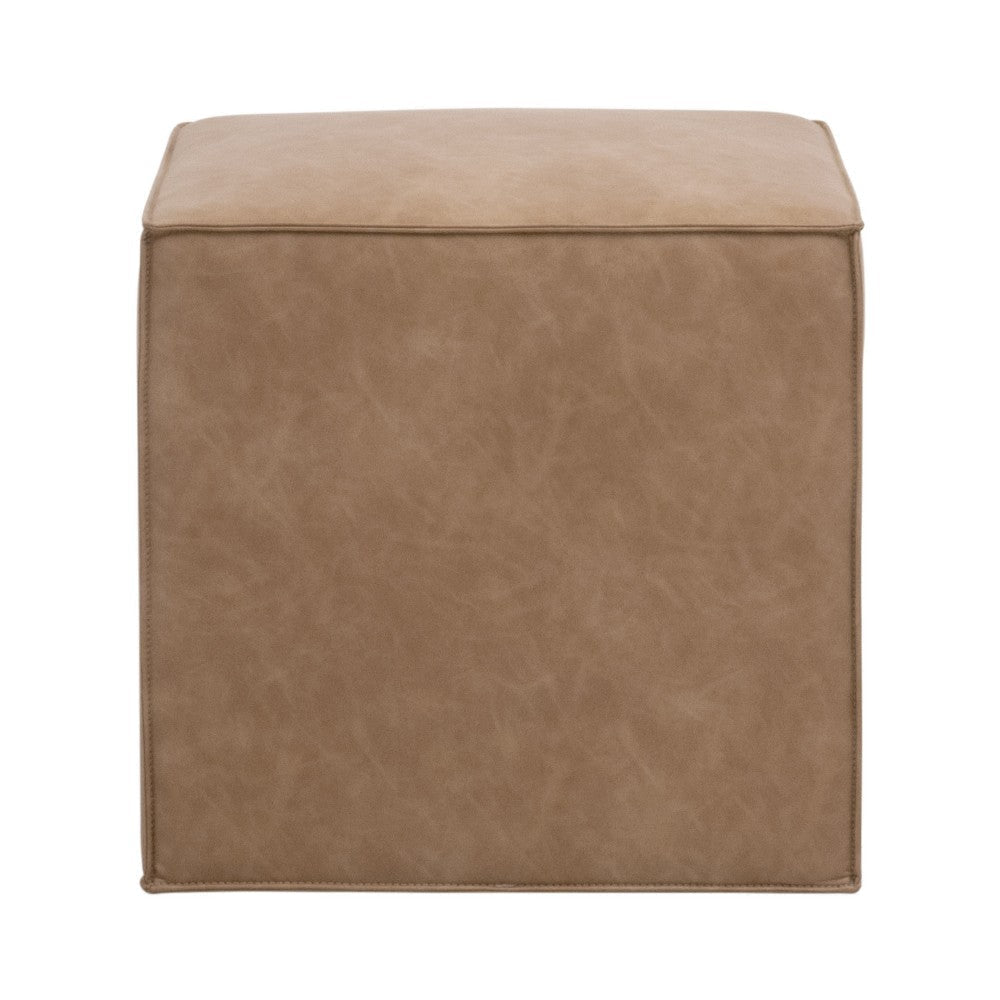 Accent Ottoman 20 Inch Square Cube Design Plywood Brown Finish BM327436
