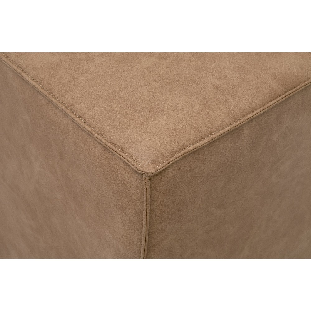 Accent Ottoman 20 Inch Square Cube Design Plywood Brown Finish BM327436