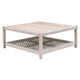 Xim Patio Coffee Table, 42 Inch Square, Slatted, Taupe Rope, Gray Teak