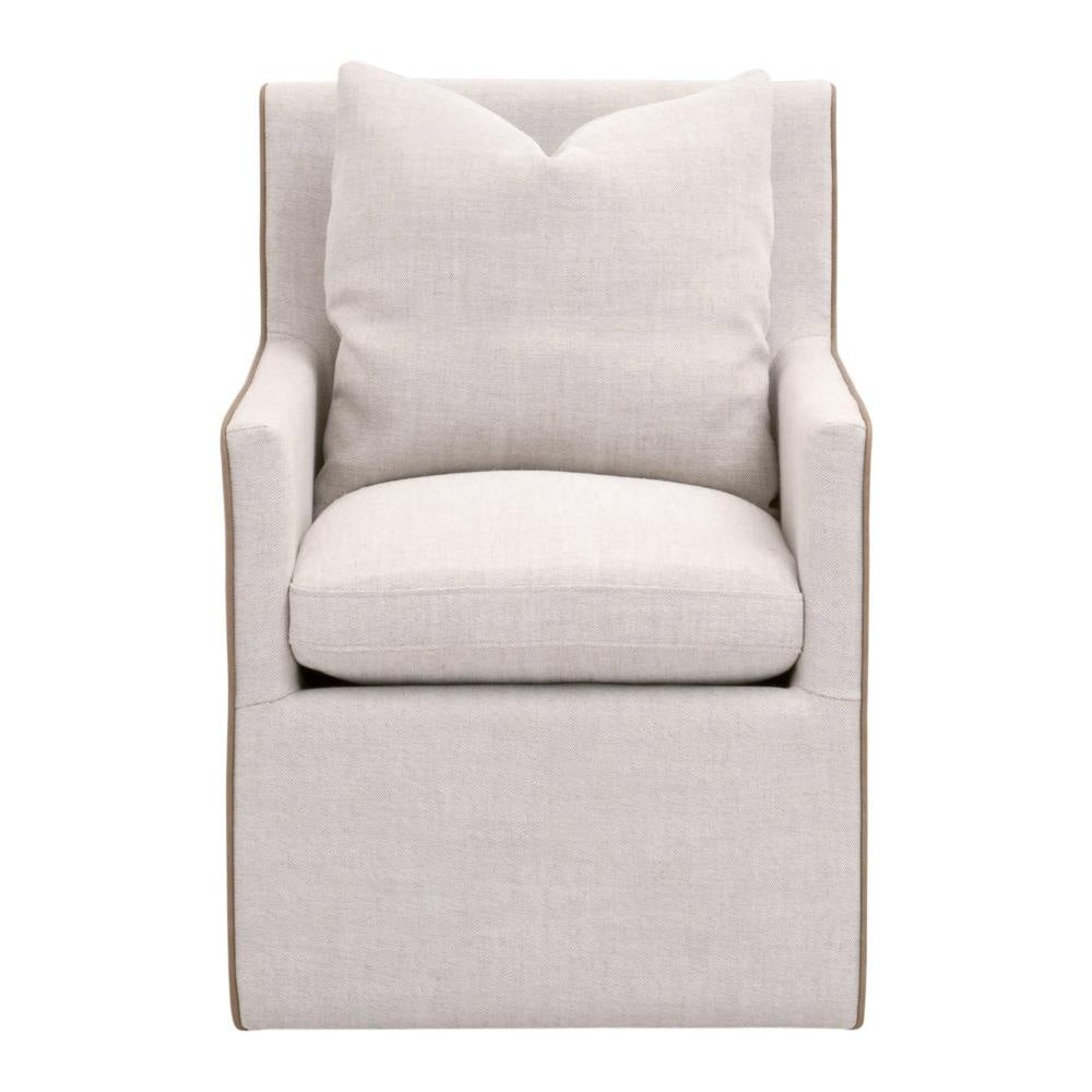 Ray Dining Armchair w Caster Wheels Ashwood Plush White Throw Pillow BM327446