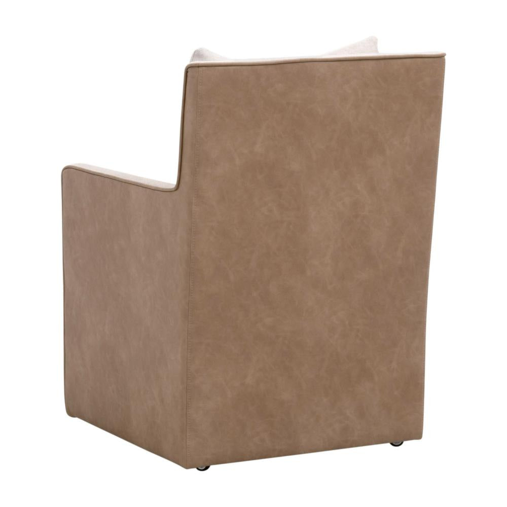 Ray Dining Armchair w Caster Wheels Ashwood Plush White Throw Pillow BM327446