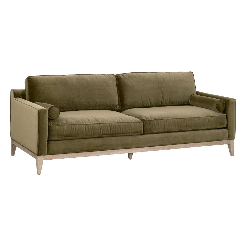 Kit Sofa, 86 Inch, Smooth Textured Design, Oak Wood, Brown Finish