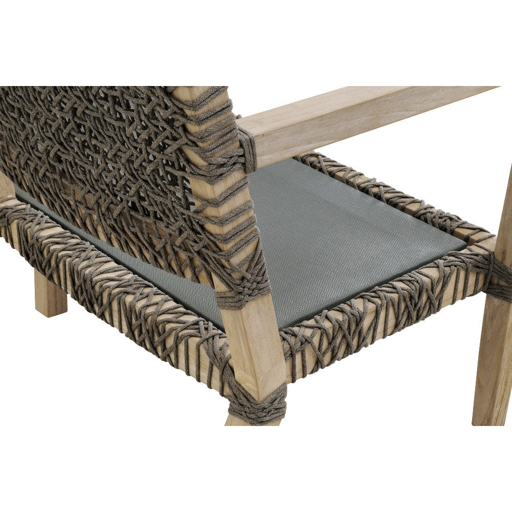 Outdoor Sofa Gray Rope Woven and Solid Teak Wood Frame 77 Inch BM327451