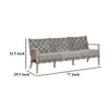 Outdoor Sofa Gray Rope Woven and Solid Teak Wood Frame 77 Inch BM327451