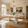 Antoine Dining Table, Carved Double Pedestal, 94-136 Inch, Pearl White