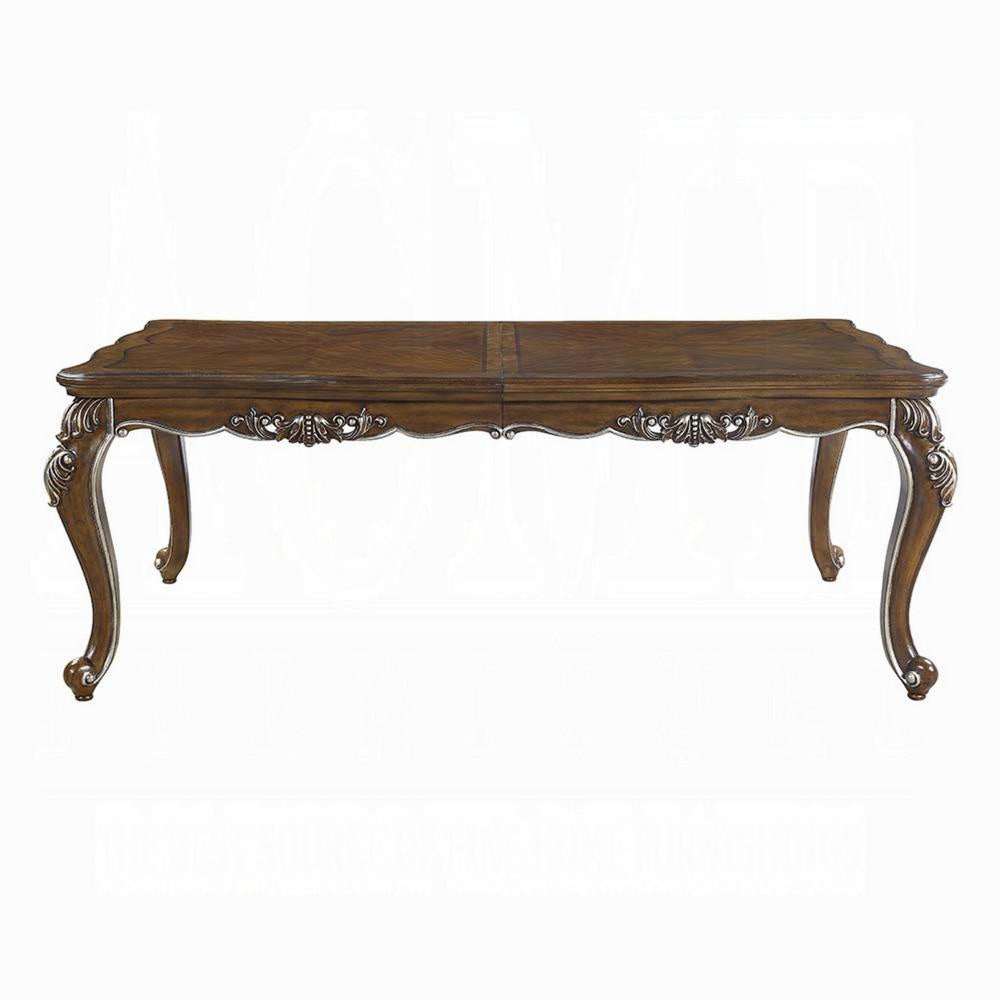 Maver Extending Dining Table Silver Carved Antique Oak 80-96 Inch BM327547
