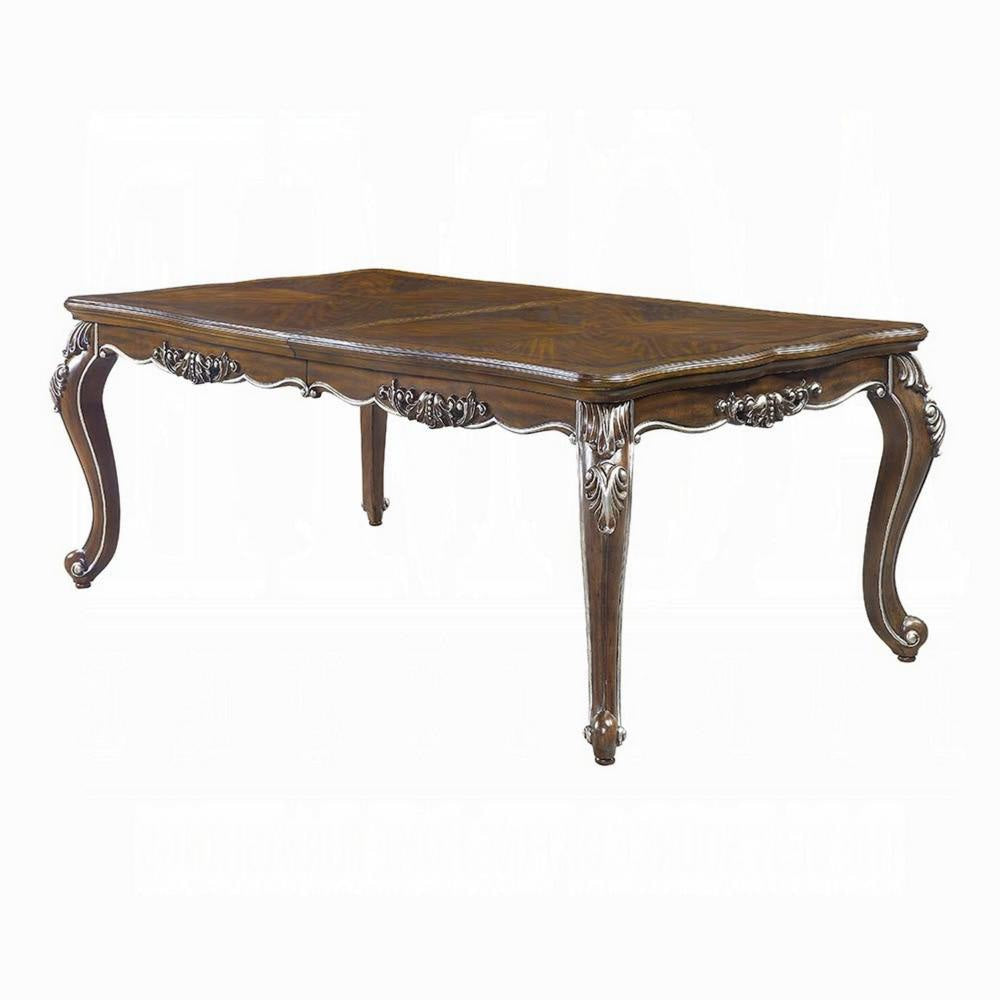 Maver Extending Dining Table Silver Carved Antique Oak 80-96 Inch BM327547