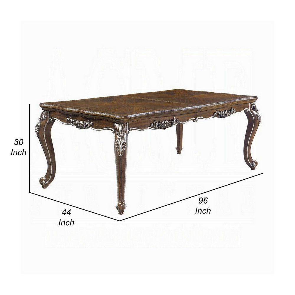Maver Extending Dining Table, Silver Carved Antique Oak, 80-96 Inch