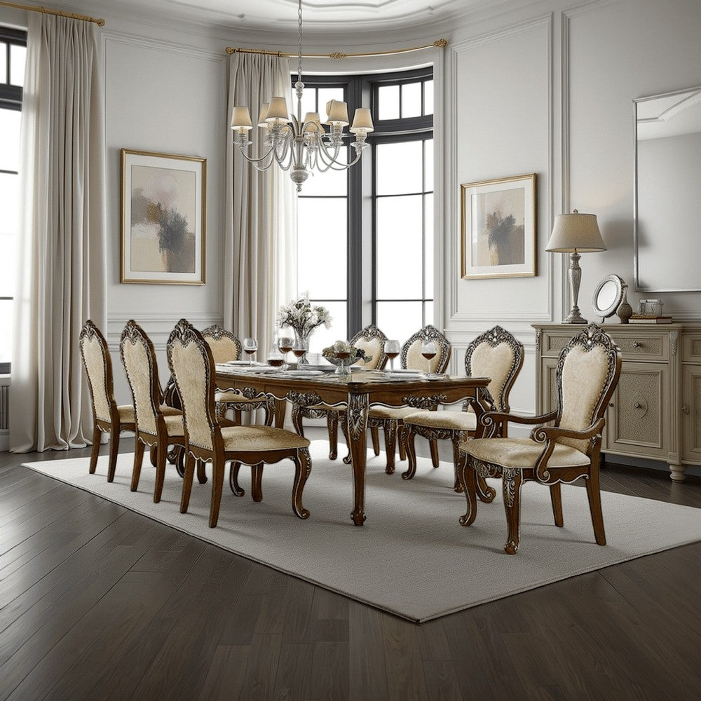 Maver Extending Dining Table, Silver Carved Antique Oak, 80-96 Inch