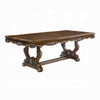 Maver Dining Table, Carved Silver Trim 90-114 Inch Classic Antique Oak