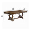 Maver Dining Table Carved Silver Trim 90-114 Inch Classic Antique Oak BM327548