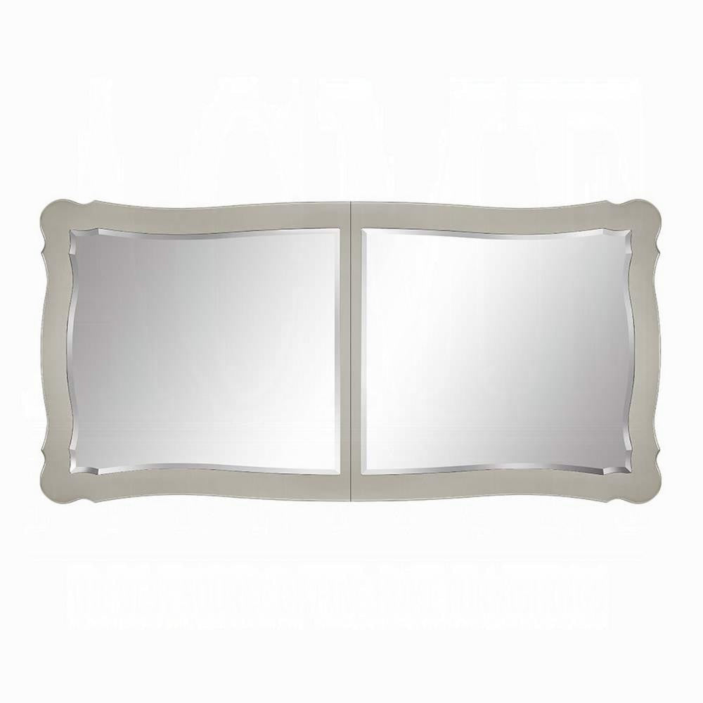 Bowe Dining Table 80-96 Inch Mirrored Classic Champagne Silver Wood BM327549