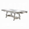 Bowe Dining Table, 90-114 Inch Mirrored Top, Champagne Silver Wood
