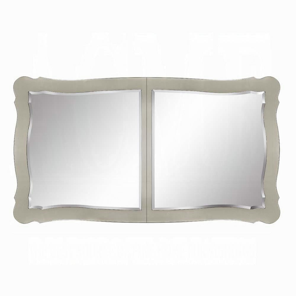 Bowe Dining Table 90-114 Inch Mirrored Top Champagne Silver Wood BM327550