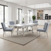 Bowe Dining Table, 90-114 Inch Mirrored Top, Champagne Silver Wood