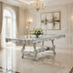 Bowe Dining Table, 90-114 Inch Mirrored Top, Champagne Silver Wood