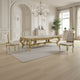 Rexx Dining Table, Classic Carved Gold Wood, 111 Inch Rectangular Top