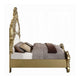 Rexx King Bed White Faux Leather Victorian Carved Classic Gold Wood BM327552