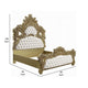 Rexx King Bed White Faux Leather Victorian Carved Classic Gold Wood BM327552