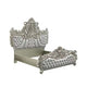 Dove King Bed Beige Faux Leather Victorian Carved Champagne Gold BM327553