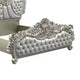 Dove King Bed Beige Faux Leather Victorian Carved Champagne Gold BM327553