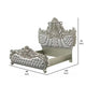 Dove King Bed Beige Faux Leather Victorian Carved Champagne Gold BM327553