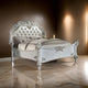 Antoine California King Bed, Pearl White Faux Leather Victorian Carved