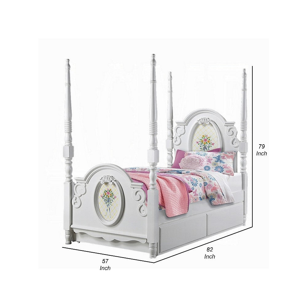 Auri Full Size 4 Poster Princess Bed Classic Arch Headboard White