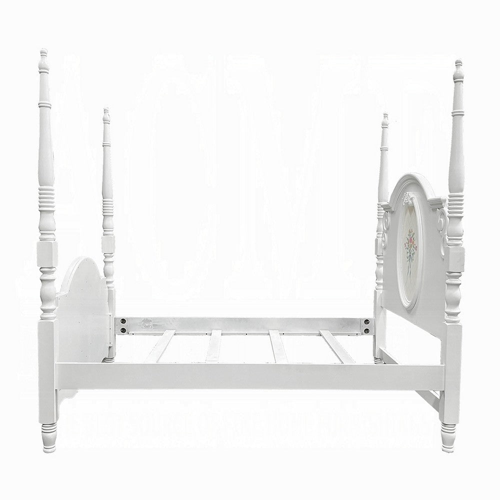 Auri Twin 4 Poster Princess Bed Classic Arched Headboard White Wood