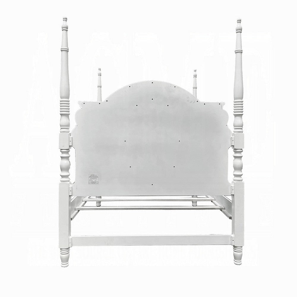 Auri Twin 4 Poster Princess Bed Classic Arched Headboard White Wood