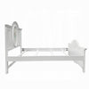 Auri Full Size Bed Floral Motifs Arched Headboard Classic White Wood