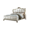 Ally California King Bed White Faux Leather Victorian Carved Silver BM327562